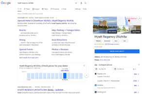 Google Search page for "Hyatt Regency Wichita"